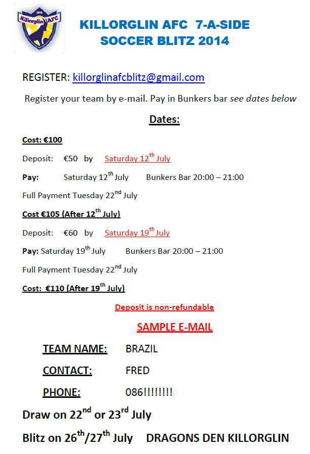 Killorglin AFC 7-A-Side Blitz 2014